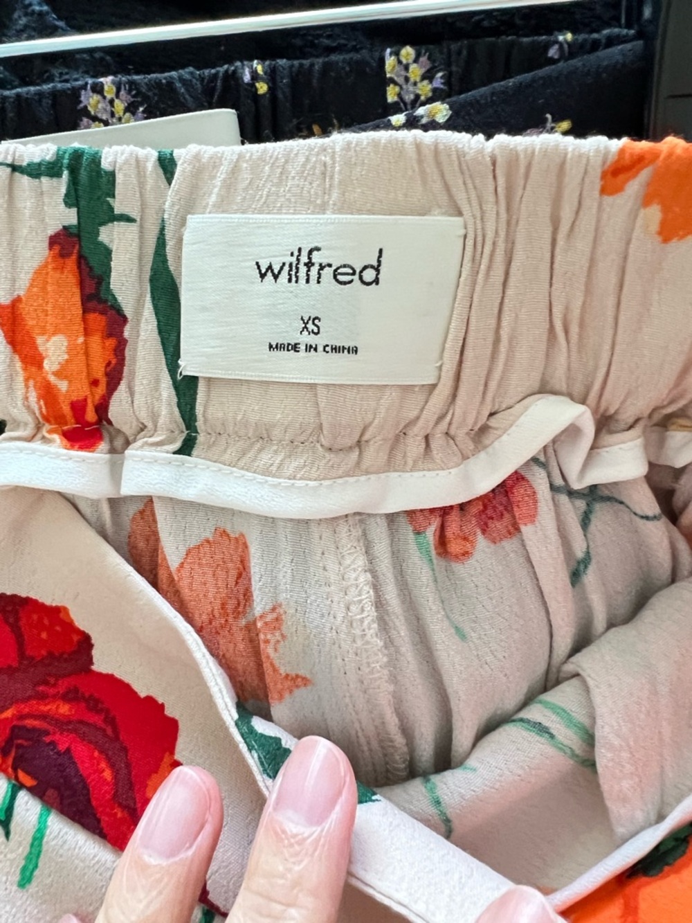 Wilfred Light Pink Floral Elastic-Waist Skirt with Orange & Green Accents - Picture 4 of 9